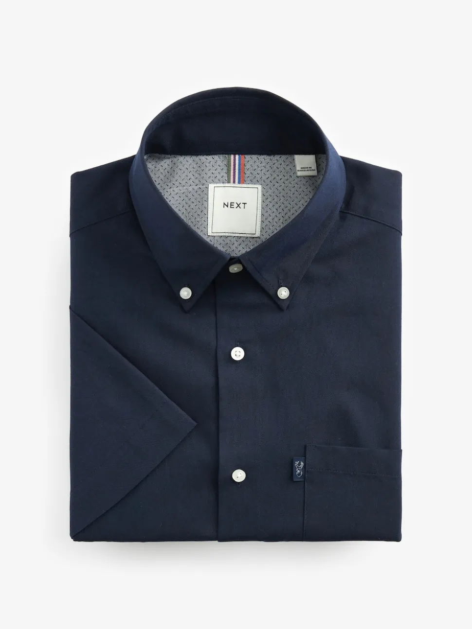 Navy Blue Regular Fit Short Sleeve Easy Iron Button Down Oxford Shirt