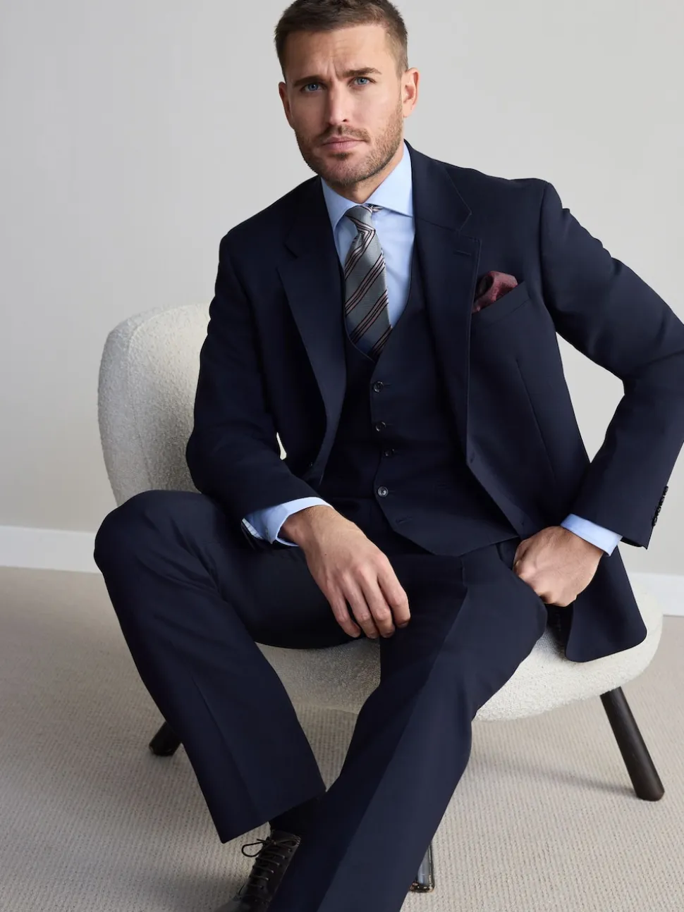 Navy Blue Regular Fit Signature Nova Fides 100% Italian Wool Suit Jacket
