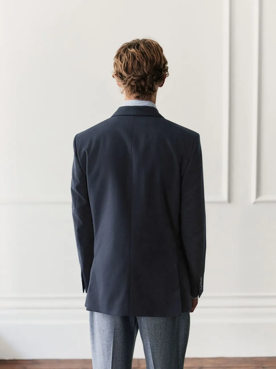 Navy Blue Regular Fit Signature Leomaster Wool Rich Double Breasted Blazer