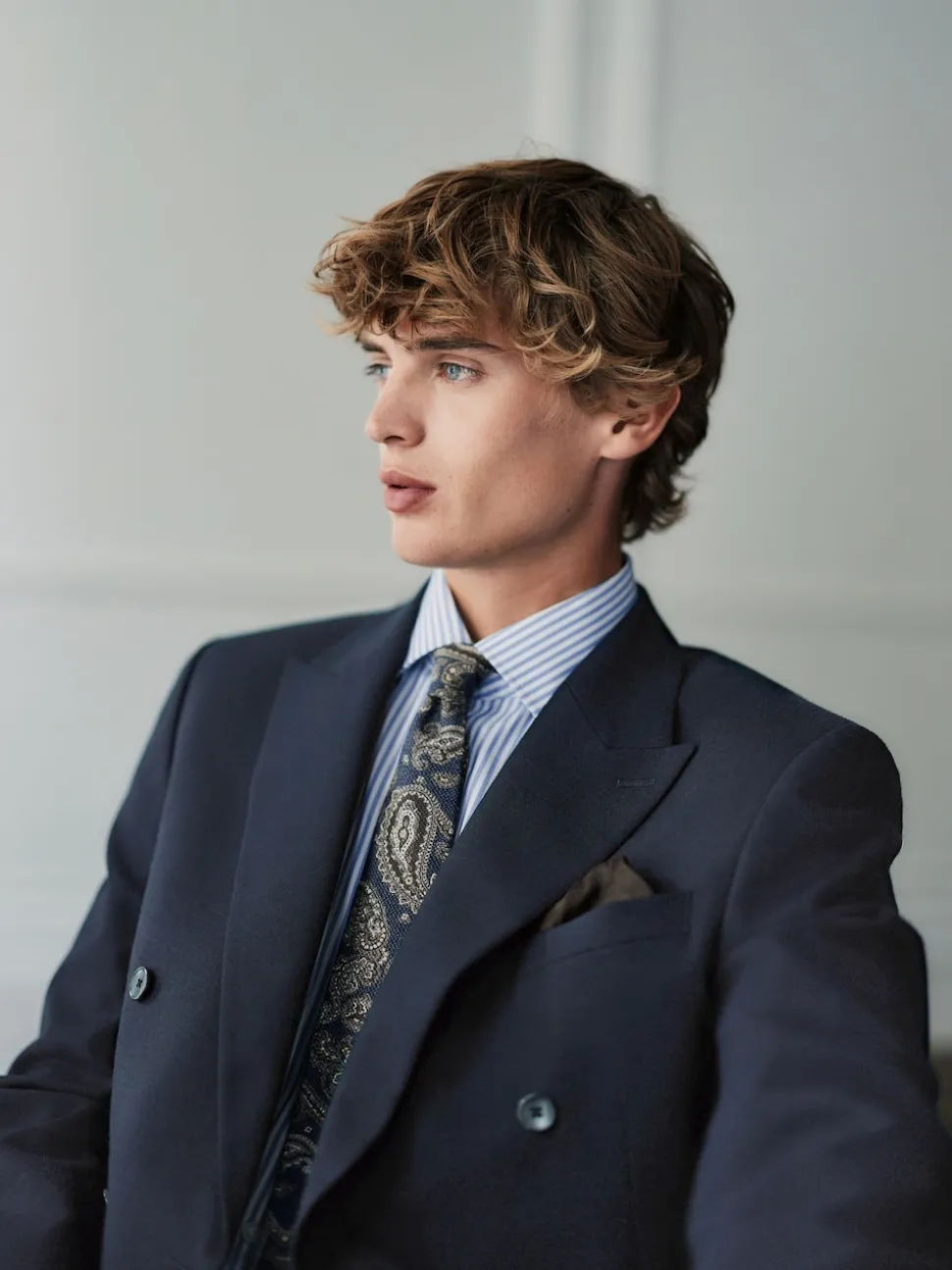 Navy Blue Regular Fit Signature Leomaster Wool Rich Double Breasted Blazer