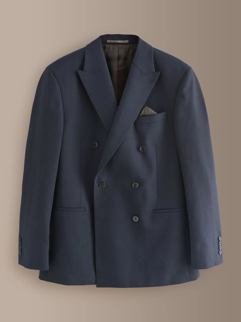 Navy Blue Regular Fit Signature Leomaster Wool Rich Double Breasted Blazer