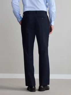 Navy Blue Regular Fit Slim Fit Signature Nova Fides 100% Italian Wool Suit Trousers