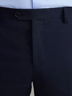 Navy Blue Regular Fit Slim Fit Signature Nova Fides 100% Italian Wool Suit Trousers