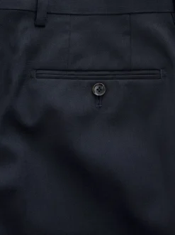 Navy Blue Regular Fit Slim Fit Signature Nova Fides 100% Italian Wool Suit Trousers