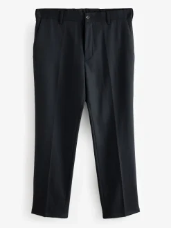 Navy Blue Regular Fit Smart Trousers With Wool