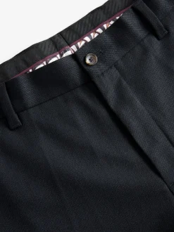 Navy Blue Regular Fit Smart Trousers With Wool