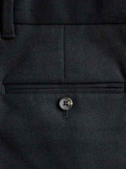 Navy Blue Regular Fit Smart Trousers With Wool