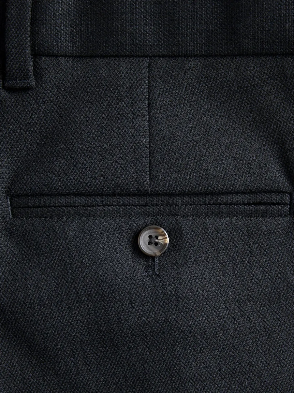 Navy Blue Regular Fit Smart Trousers With Wool