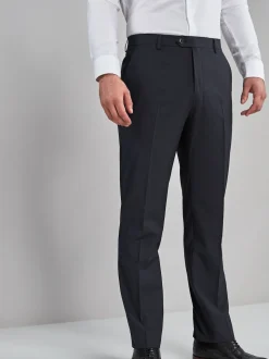 Navy Blue Regular Fit Stretch Smart Trousers