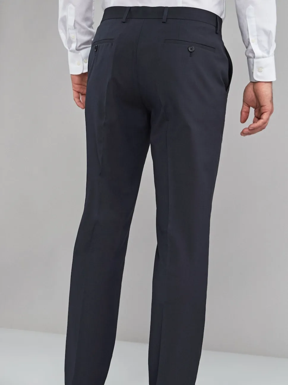 Navy Blue Regular Fit Stretch Smart Trousers