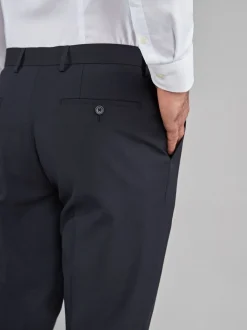 Navy Blue Regular Fit Stretch Smart Trousers