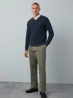 Navy Blue Regular Fit Textured Oxford Mock Shirt Jumper