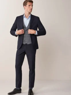 Navy Blue Regular Fit Two Button Suit Jacket