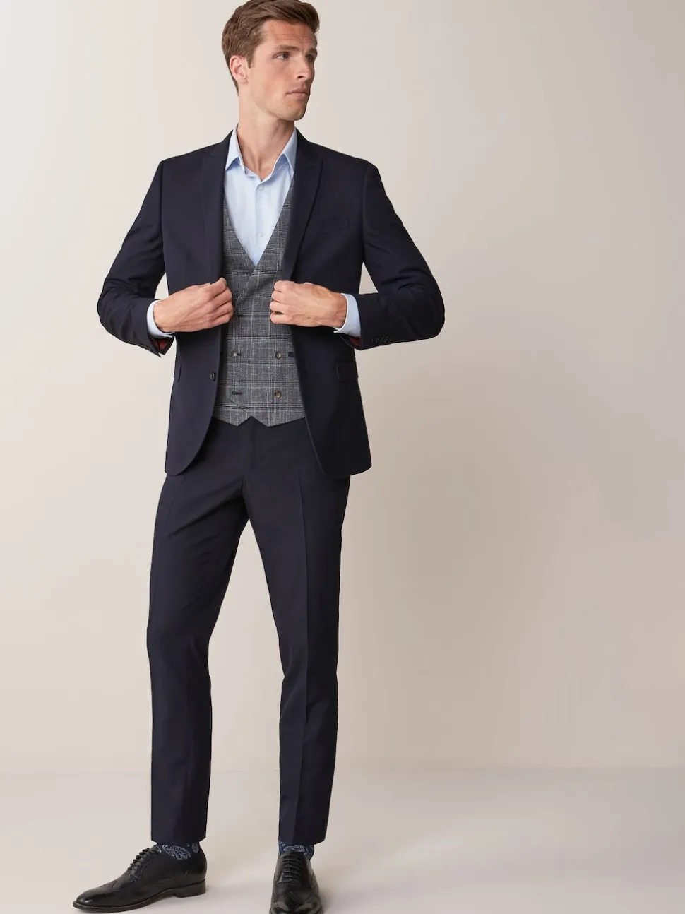 Navy Blue Regular Fit Two Button Suit Jacket