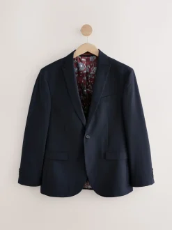 Navy Blue Regular Fit Two Button Suit Jacket