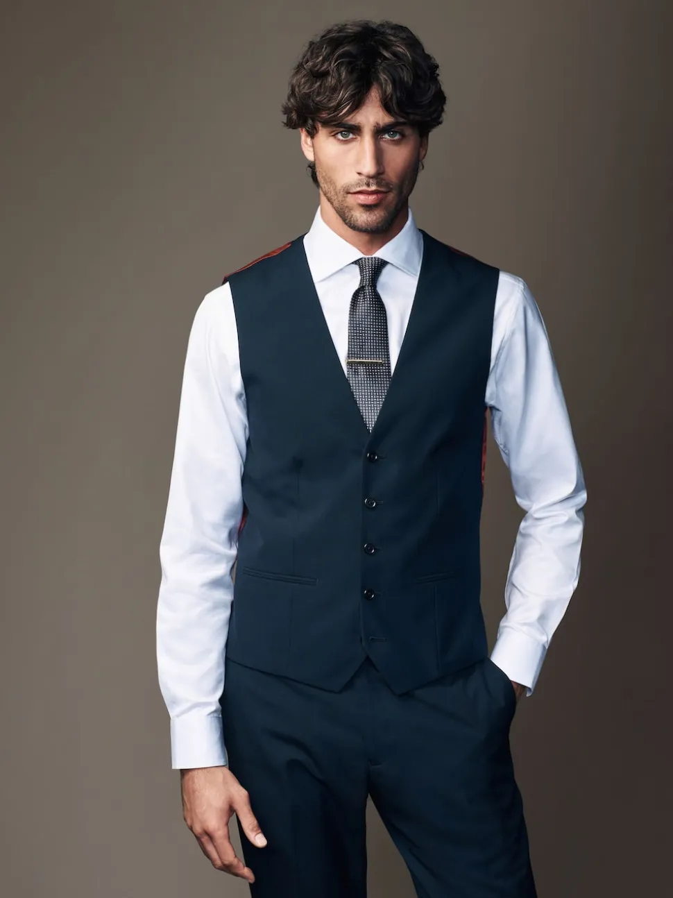 Navy Blue Regular Fit Waistcoat