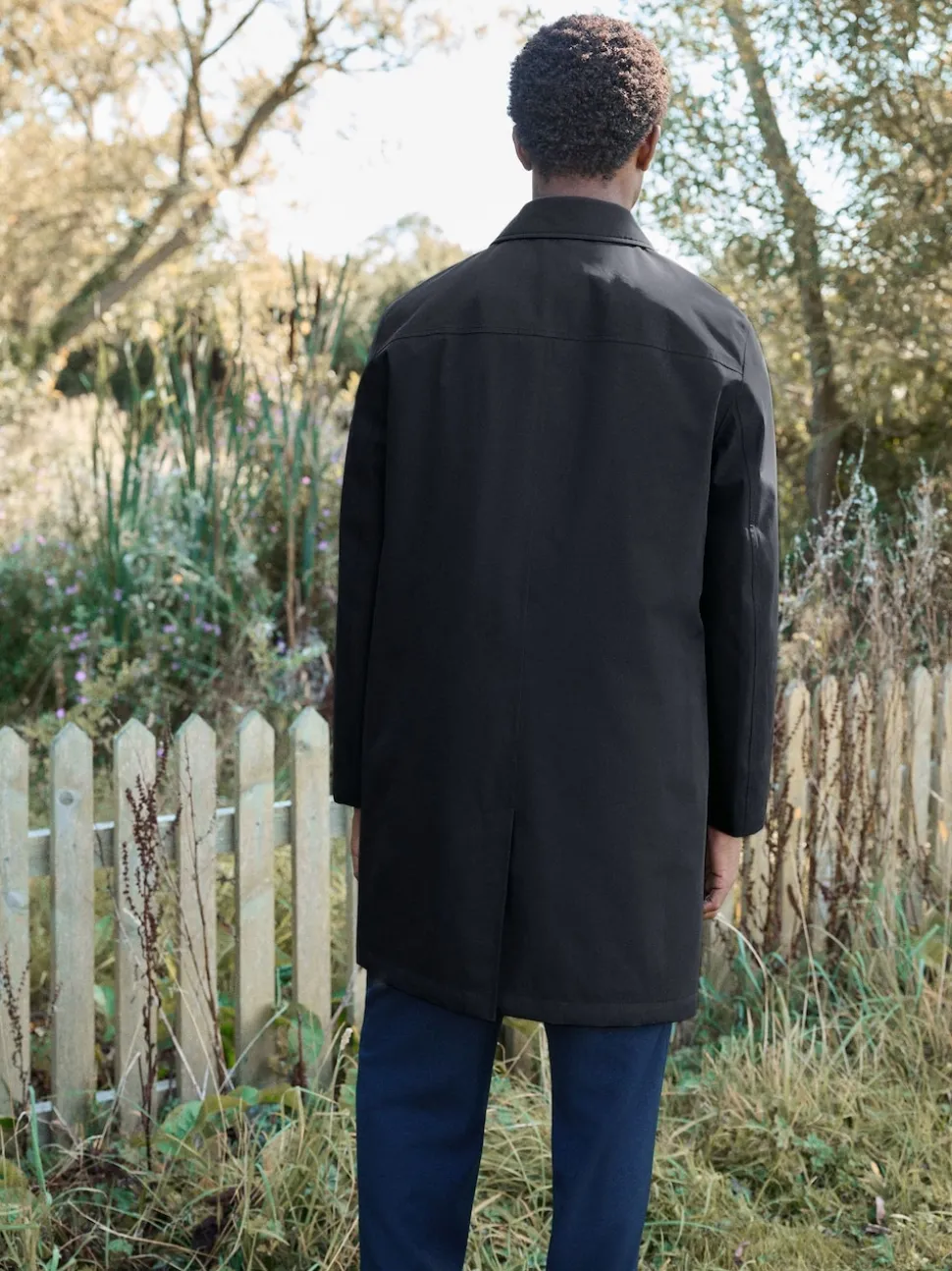 Navy Blue Regular Fit Waterproof Trench Coat