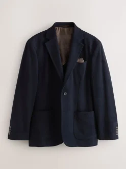 Navy Blue Regular Fit Wool Rich Soft Touch Blazer