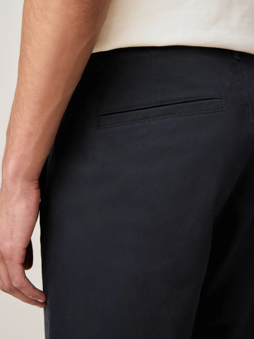 Navy Blue Regular Tapered Fit Stretch Chinos Trousers