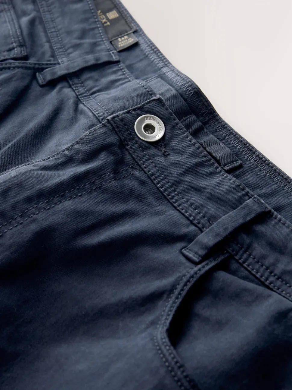 Navy Blue Regular Tapered Fit 5 Pocket Soft Touch Trousers