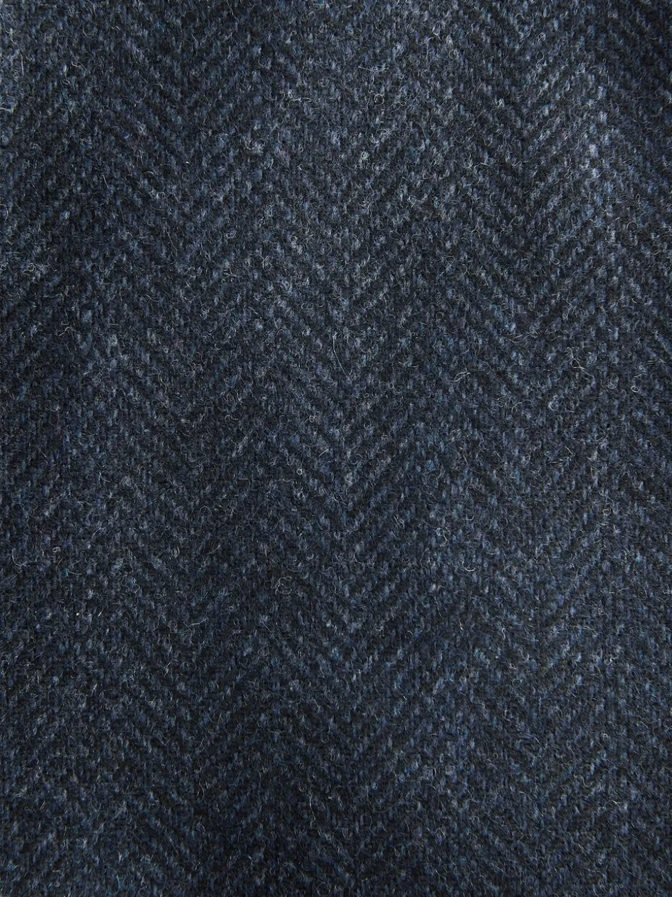 Navy Blue Regular Tapered Fit Nova Fides Wool Rich Herringbone Trousers