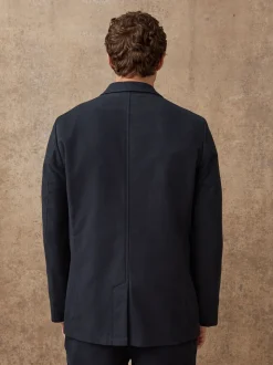 Navy Blue Relaxed Fit Cotton Suit Jacket