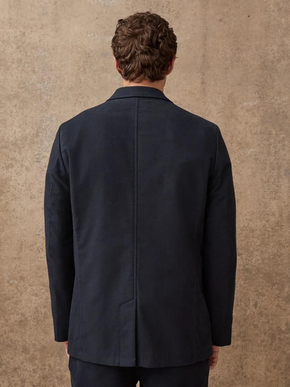 Navy Blue Relaxed Fit Cotton Suit Jacket
