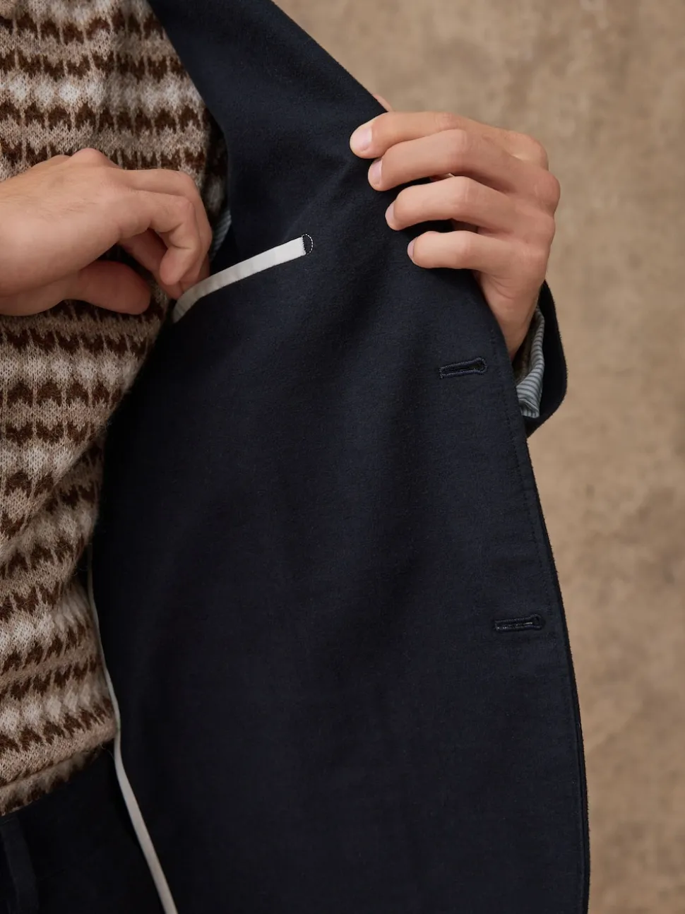 Navy Blue Relaxed Fit Cotton Suit Jacket