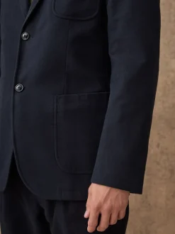 Navy Blue Relaxed Fit Cotton Suit Jacket