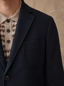 Navy Blue Relaxed Fit Cotton Suit Jacket