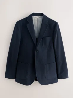 Navy Blue Relaxed Fit Cotton Suit Jacket