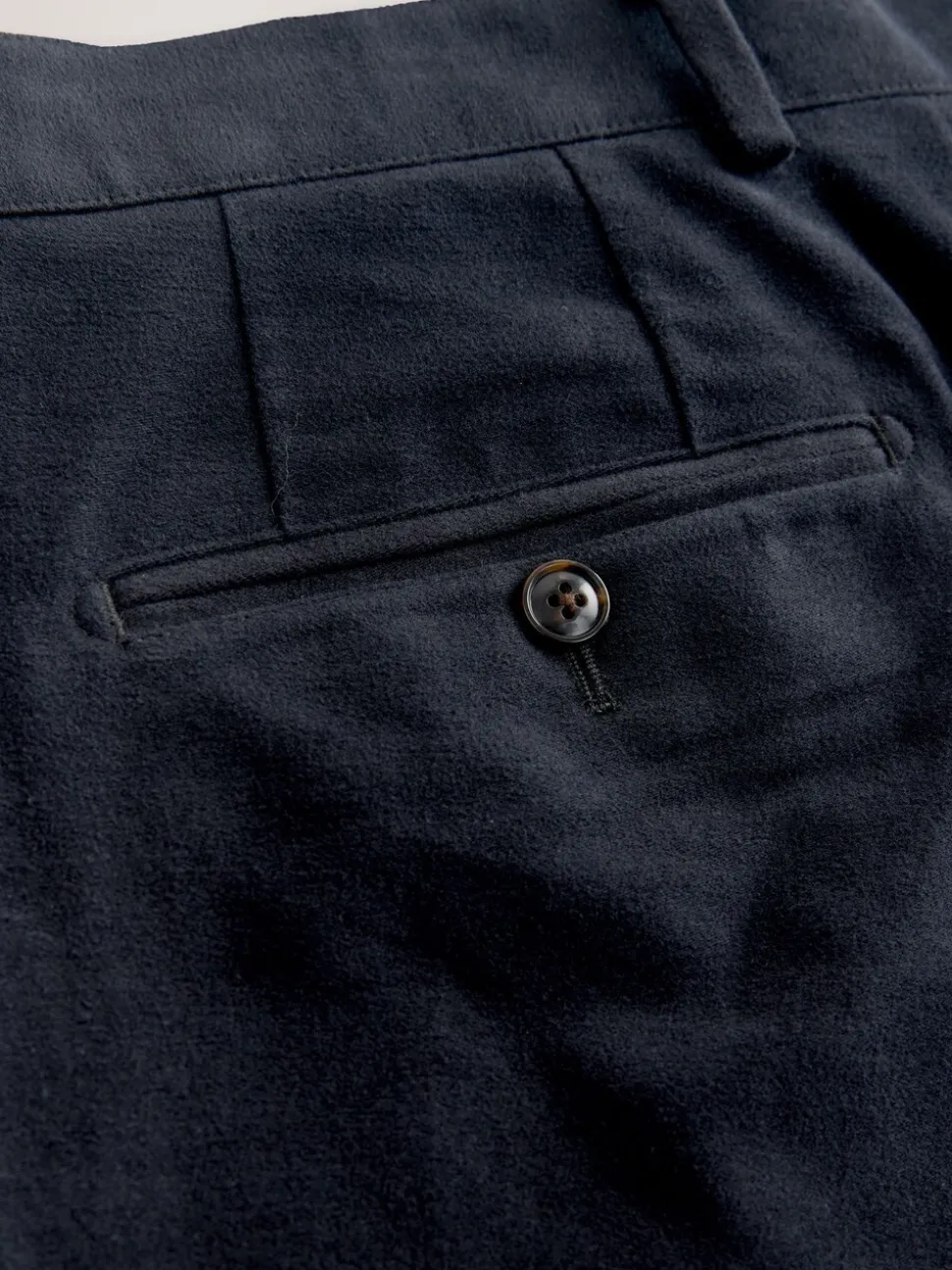 Navy Blue Relaxed Fit Cotton Suit Trousers