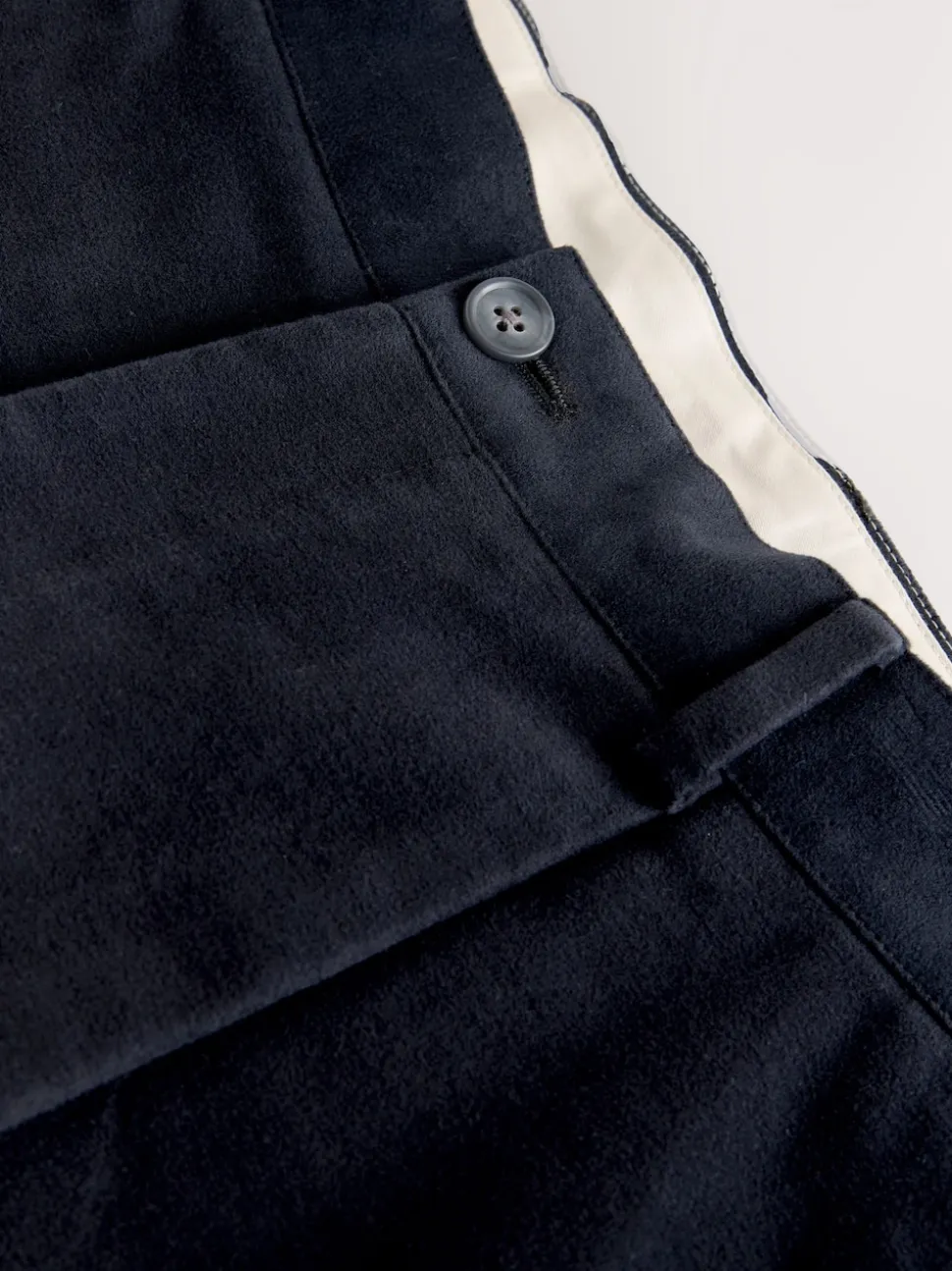 Navy Blue Relaxed Fit Cotton Suit Trousers