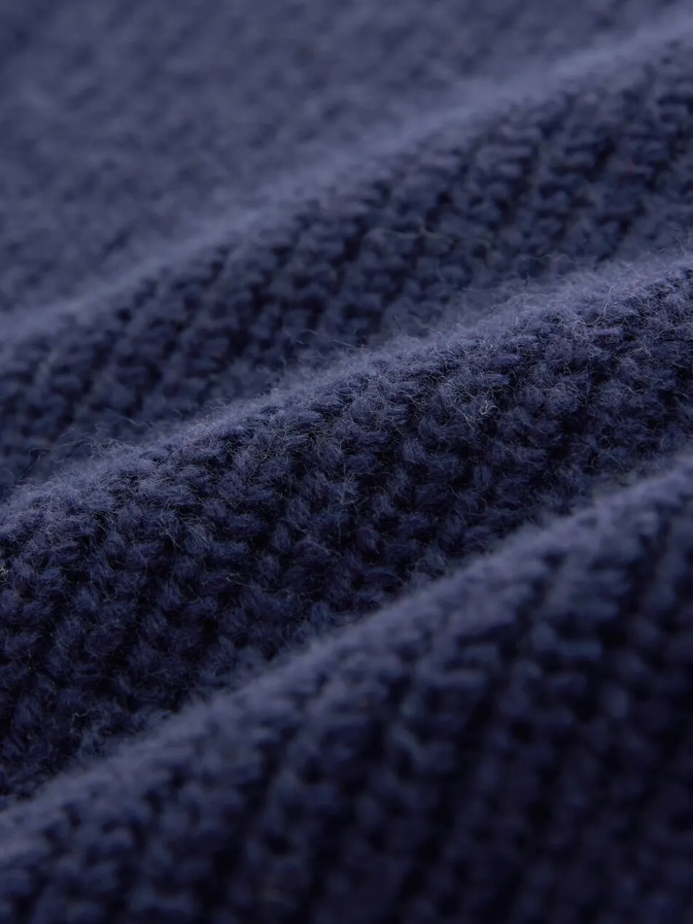 Navy Blue Relaxed Fit Ribbed Zip Through Cardigan with Wool