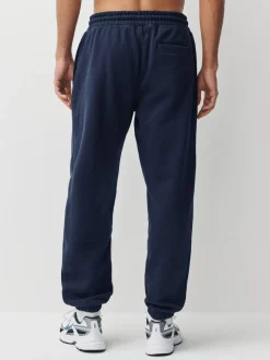 Navy Blue Relaxed Fit Slim Fit Brushback Heavyweight Joggers