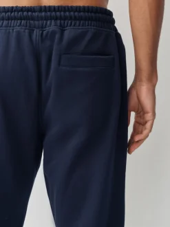Navy Blue Relaxed Fit Slim Fit Brushback Heavyweight Joggers
