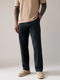 Navy Blue Relaxed Fit Stretch Chinos Trousers