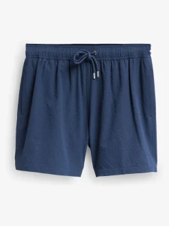Navy Blue Seersucker Swim Shorts