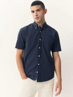 Navy Blue Short Sleeve Oxford Shirt