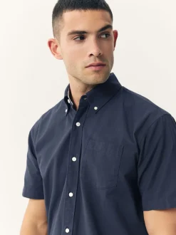 Navy Blue Short Sleeve Oxford Shirt
