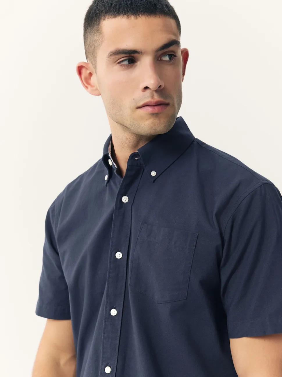 Navy Blue Short Sleeve Oxford Shirt