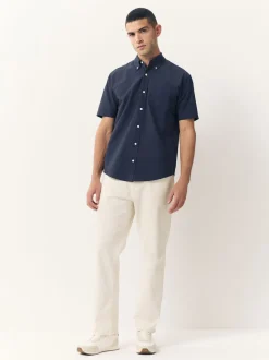 Navy Blue Short Sleeve Oxford Shirt