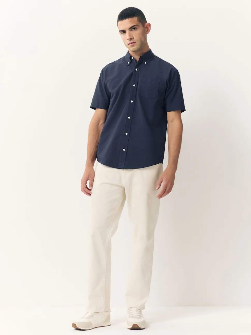 Navy Blue Short Sleeve Oxford Shirt