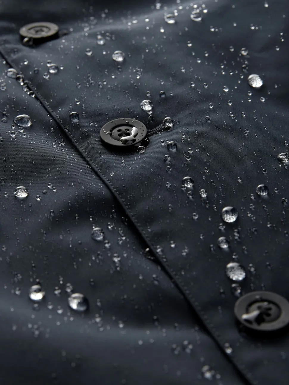 Navy Blue Shower Resistant Padded Funnel Neck Coat