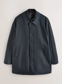 Navy Blue Shower Resistant Padded Funnel Neck Coat