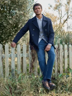 Navy Blue Signature 100% Wool Pea Coat