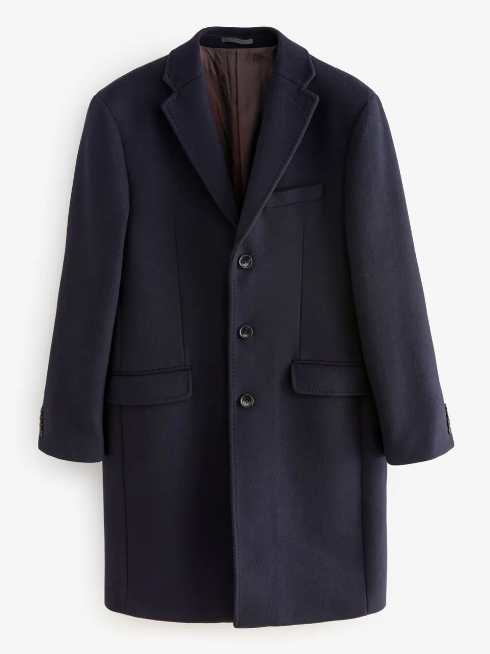 Navy Blue Signature Soft Touch Wool Rich Italian Fabric Epsom Overcoat With Cashmere