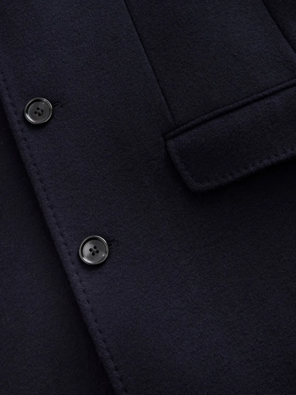 Navy Blue Signature Soft Touch Wool Rich Italian Fabric Epsom Overcoat With Cashmere