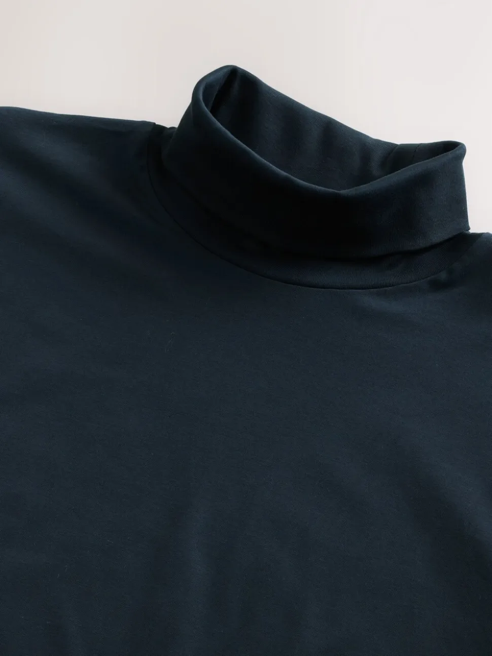 Navy Blue Signature SUPIMA® Cotton Long Sleeve Roll Neck T-Shirt