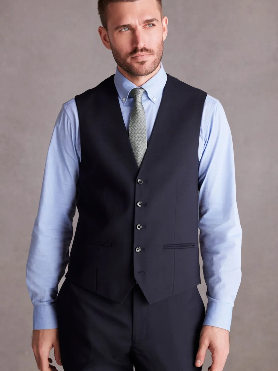 Navy Blue Signature Tollegno Suit Waistcoat